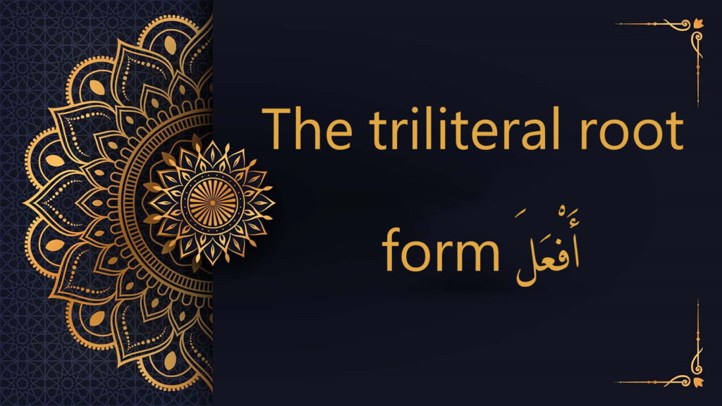 the triliteral roo form أَفْعَلَ | Arabic free courses